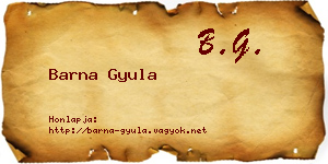 Barna Gyula névjegykártya